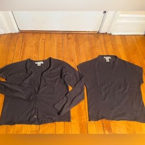 EQ/IQ silk and cashmere dark purple grey sweater set